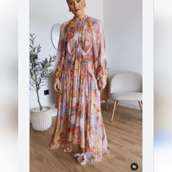 ZARA PRINTED MIDI DRESS ZW COLLECTION Maxi Multicolored - Picture 10 of 15